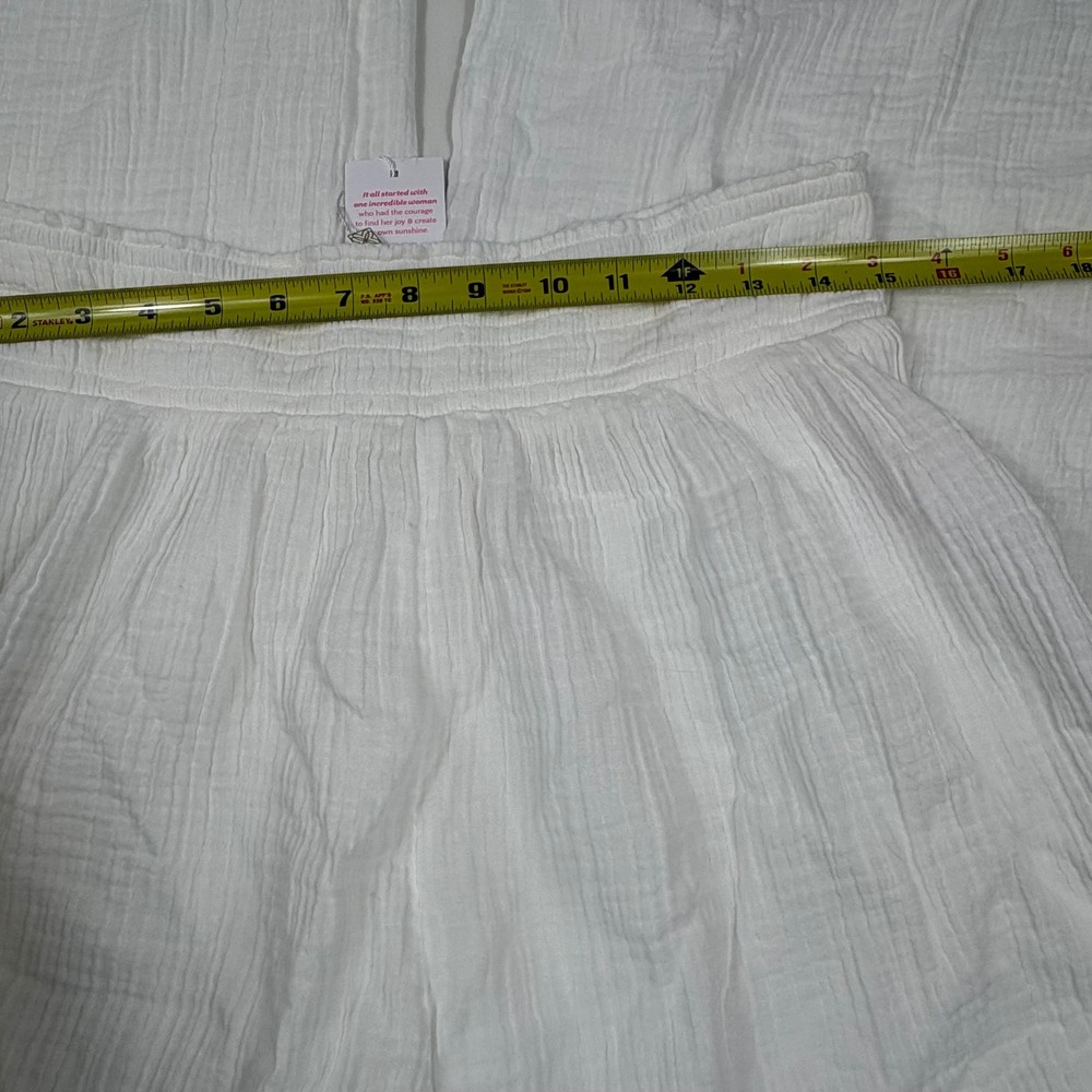 Lilly Pulitzer Enzo Pant Coverup Resort White Cotton Gauze Wide Leg Smocked L - Picture 8 of 11